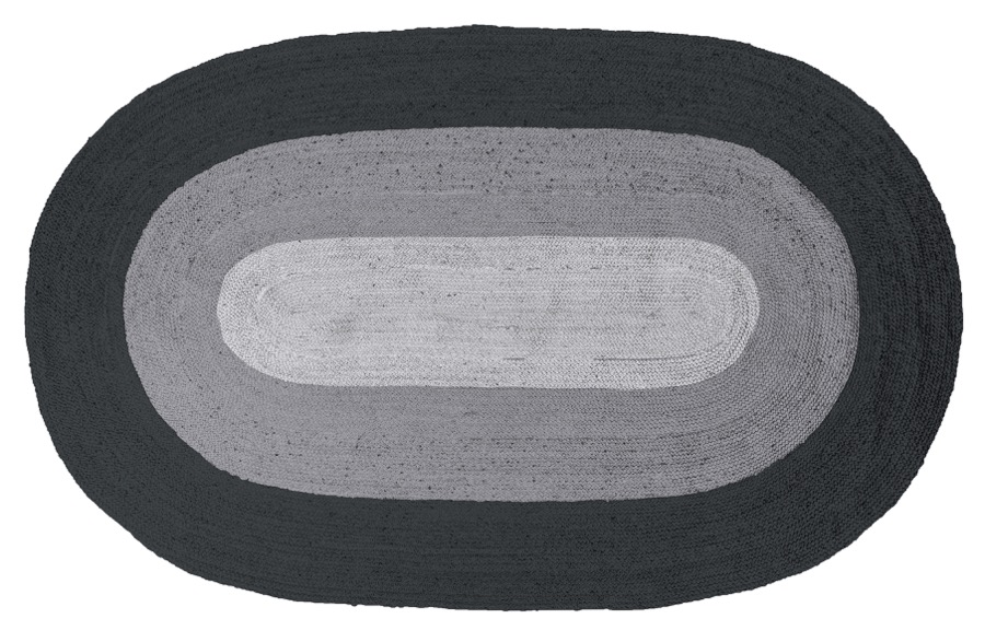 Border Teppich Jute Schwarz grau 170×300