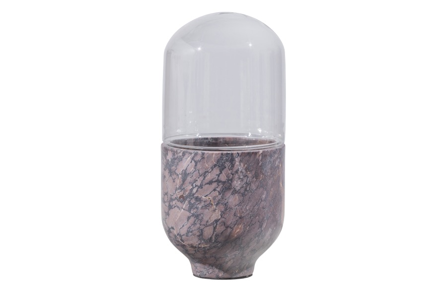 Asel Tischlampe Marmor Glas Grau Braun