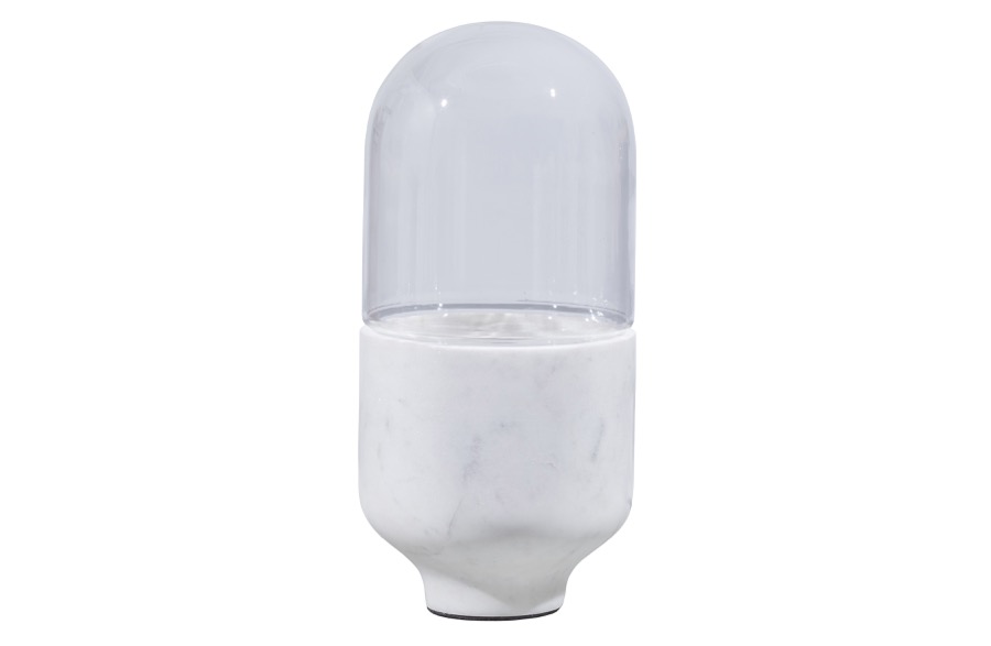 Asel Tischlampe Marmor Glas Grau Off White