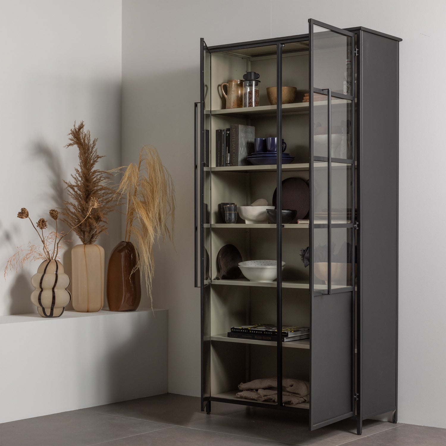 EXHIBIT XL 2-TURIG VITRINE SCHRANK METALL SAND 375041-S – Bild 2