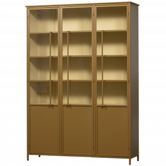 EXHIBIT XL 3-TURIG VITRINE SCHRANK METALL HONIGGELB 375042-H