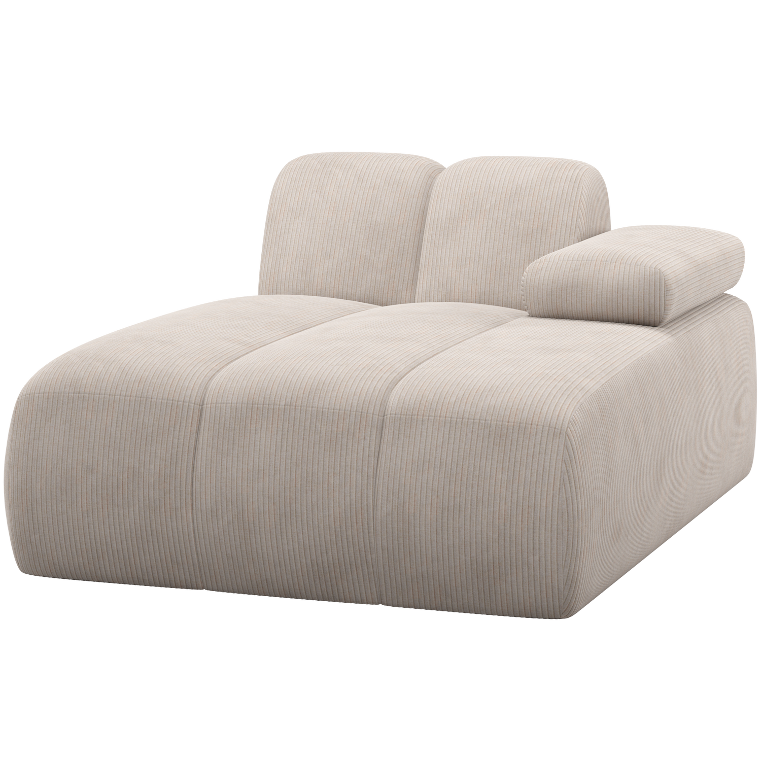 MOJO CHAISE LONGUE RECHTS GERIPPTER STOFF ECRU 377460-E