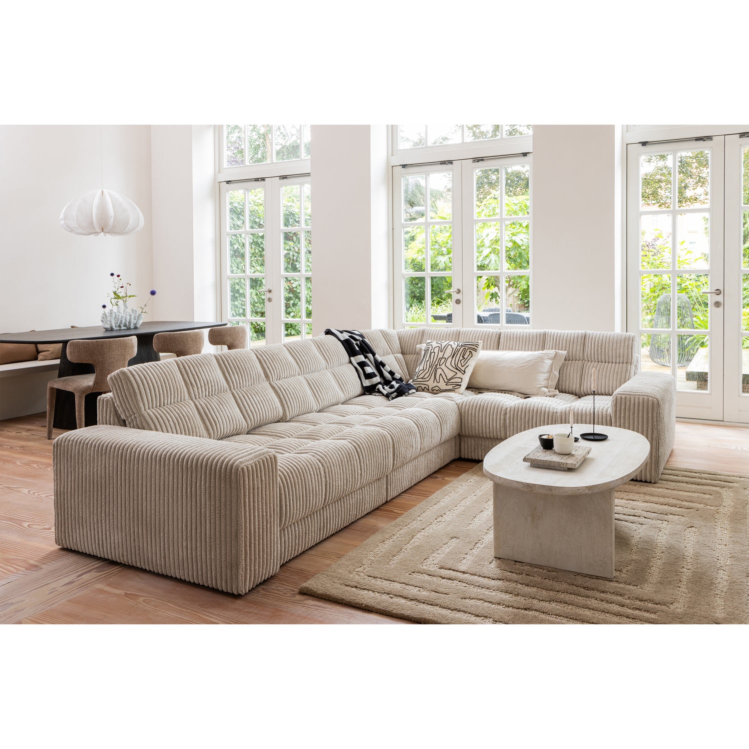 SECOND DATE ECKBANK RECHTS GERIPPTER STOFF NATUR 379015-RN – Bild 3
