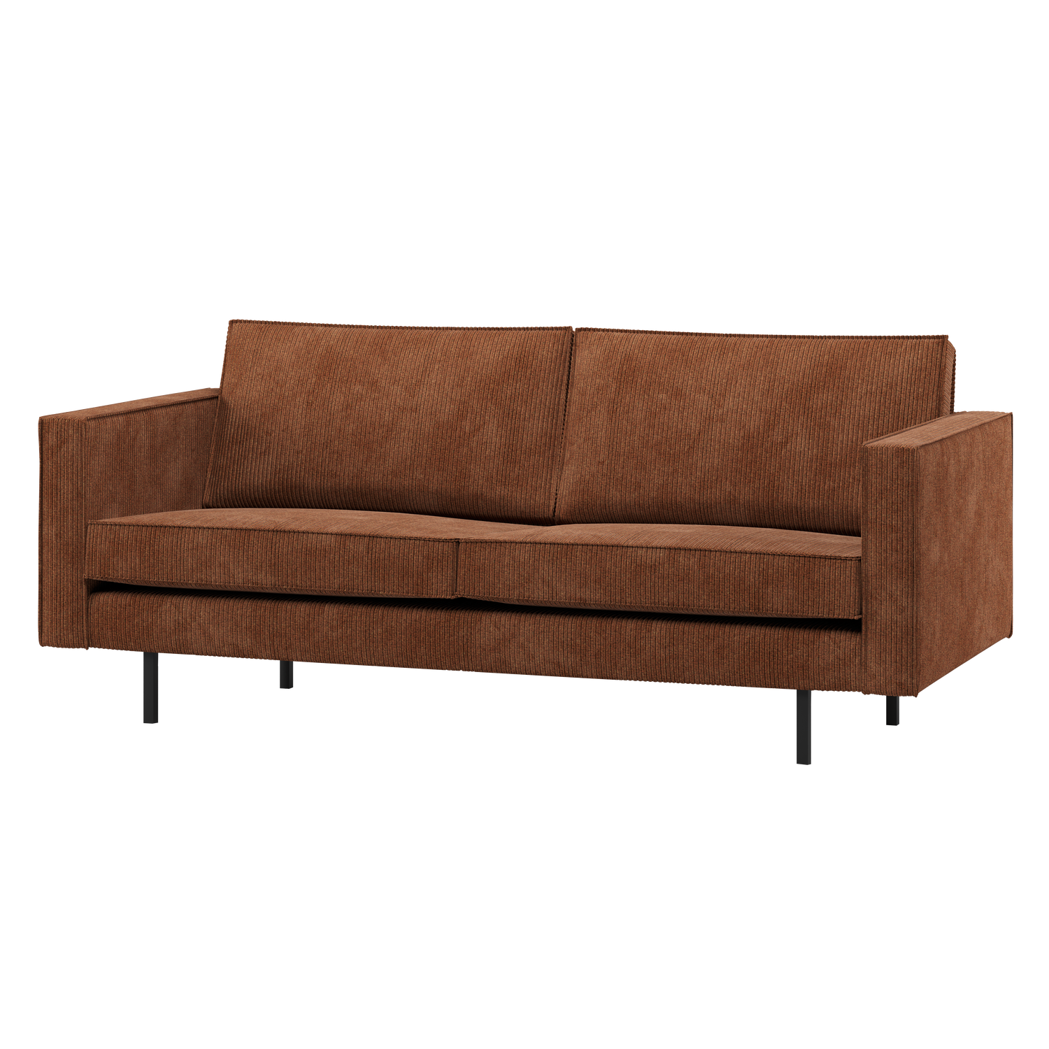 RODEO 2,5-SITZER SOFA GERIPPTER STOFF ROST BRAUN 800542-R