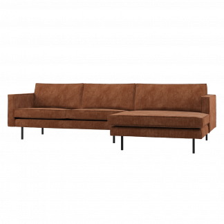 RODEO CHAISE LONGUE SOFA RECHTS GERIPPTER STOFF ROSTBRAUN 800902-R