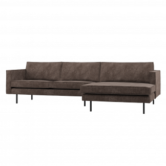 RODEO CHAISE LONGUE SOFA RECHTS GERIPPTER STOFF BRAUN 800902-U