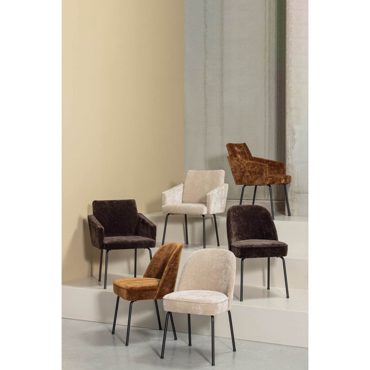 VOGUE ESSZIMMERSTUHL 3D CHENILLE MITTELBRAUN 800816-MB – Bild 3