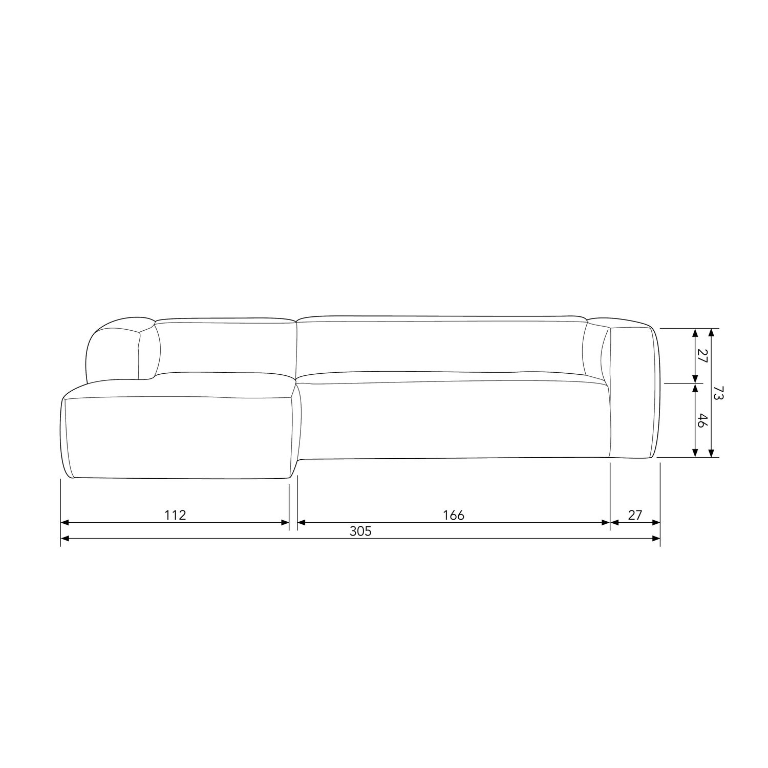 BEAN ECKBANK LINKS INCL. KISSENS DUNKELGRAU MELANGE 373388-D – Bild 6