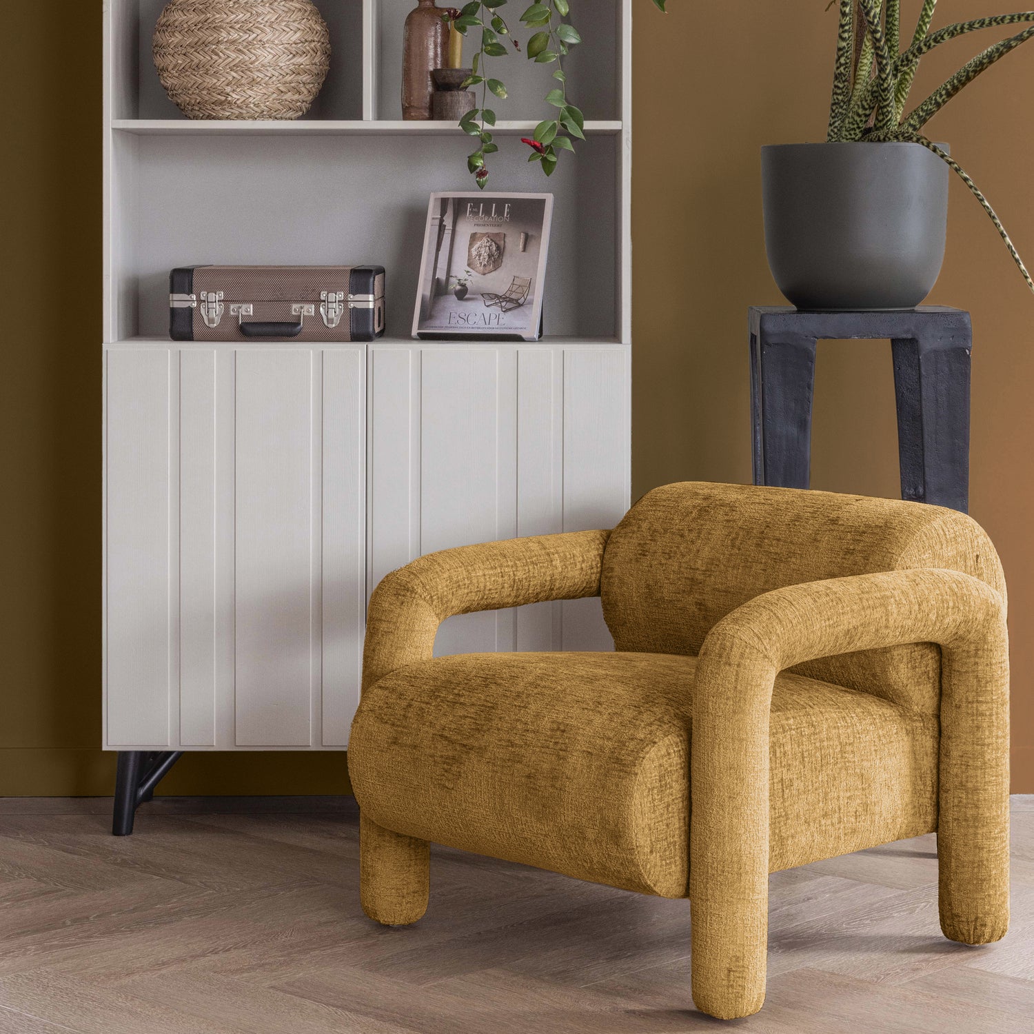 LENNY SESSEL IN GROBER TEXTUR GOLD GELB 340483-G – Bild 2