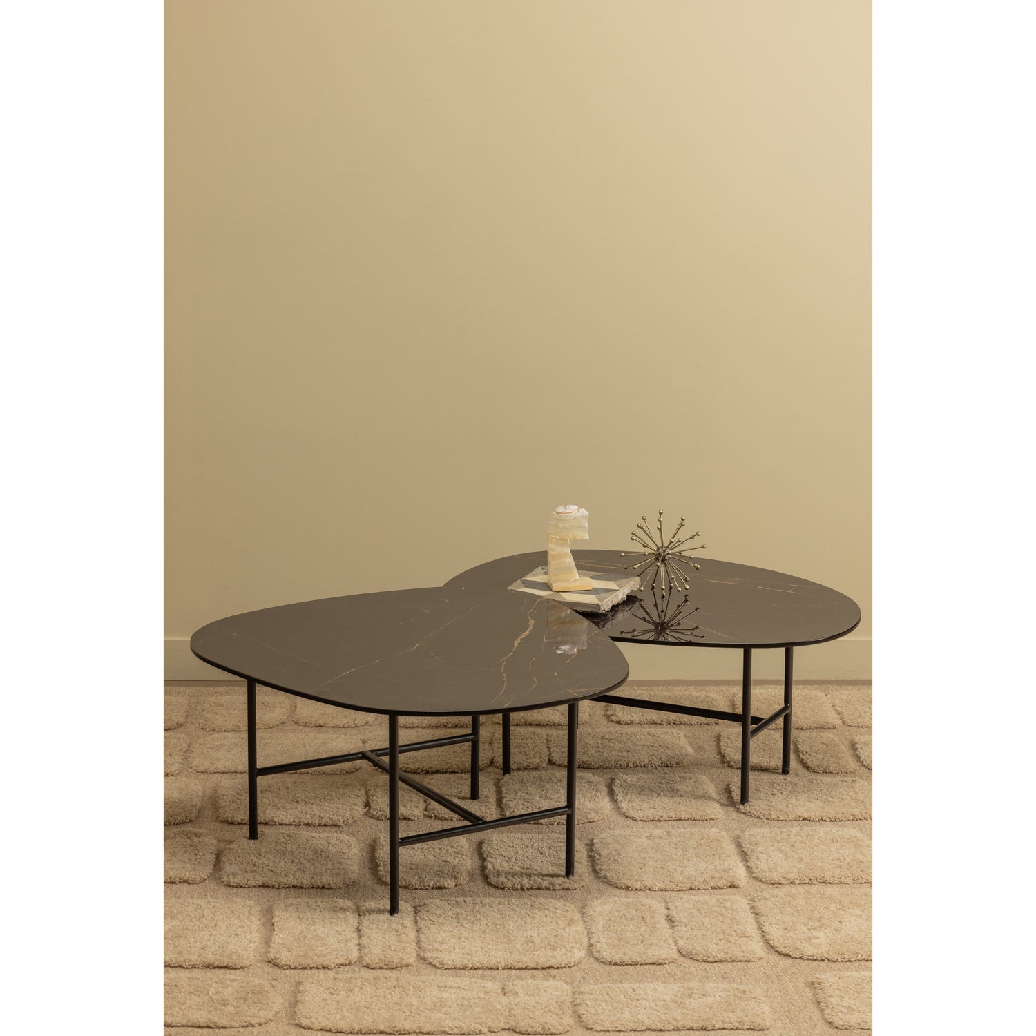 VAJEN COUCHTISCH MIT MARBLE LOOK TOP SCHWARZ 70x70CM 373988-Z – Bild 3