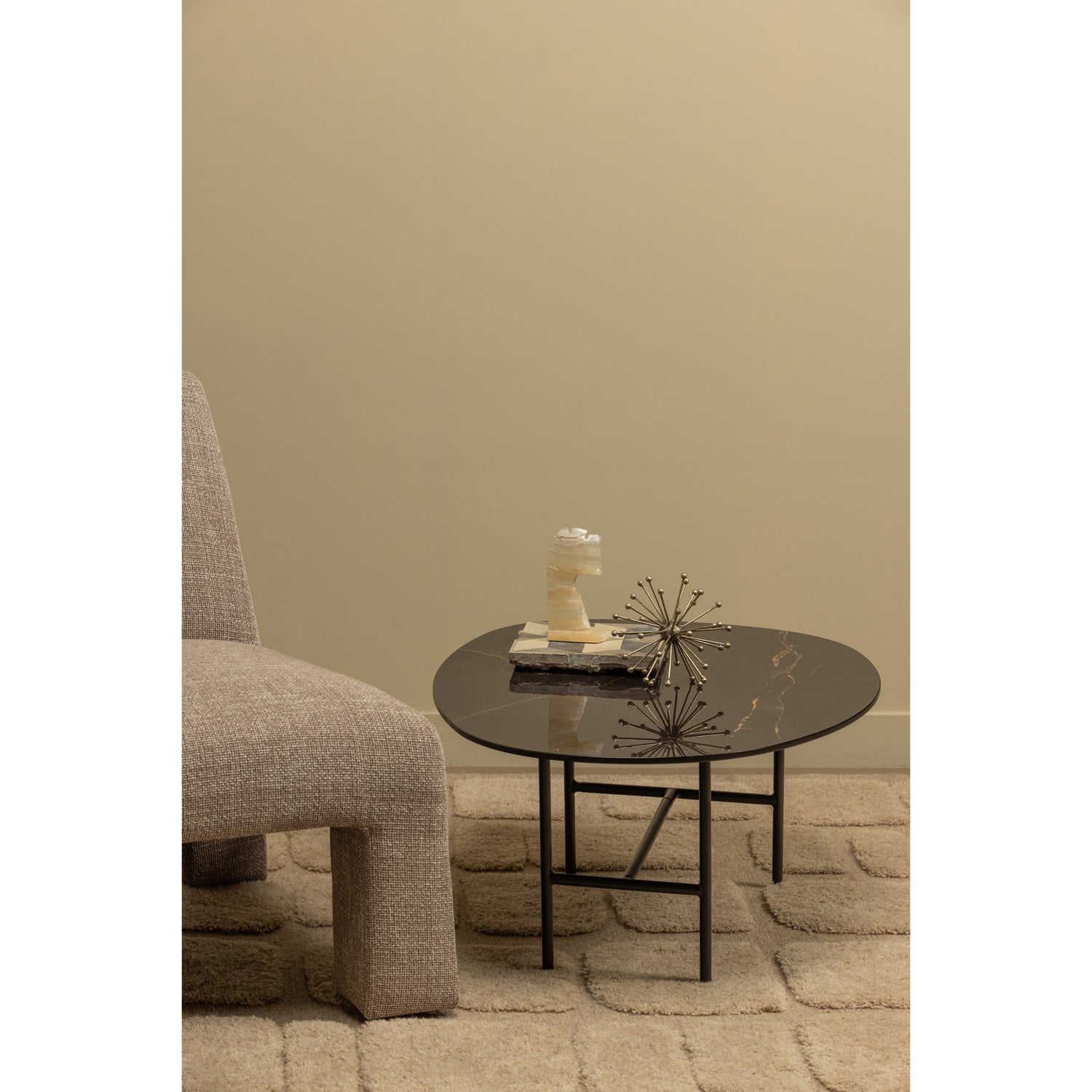 VAJEN COUCHTISCH MIT MARBLE LOOK TOP SCHWARZ 80x60CM 373987-Z – Bild 2