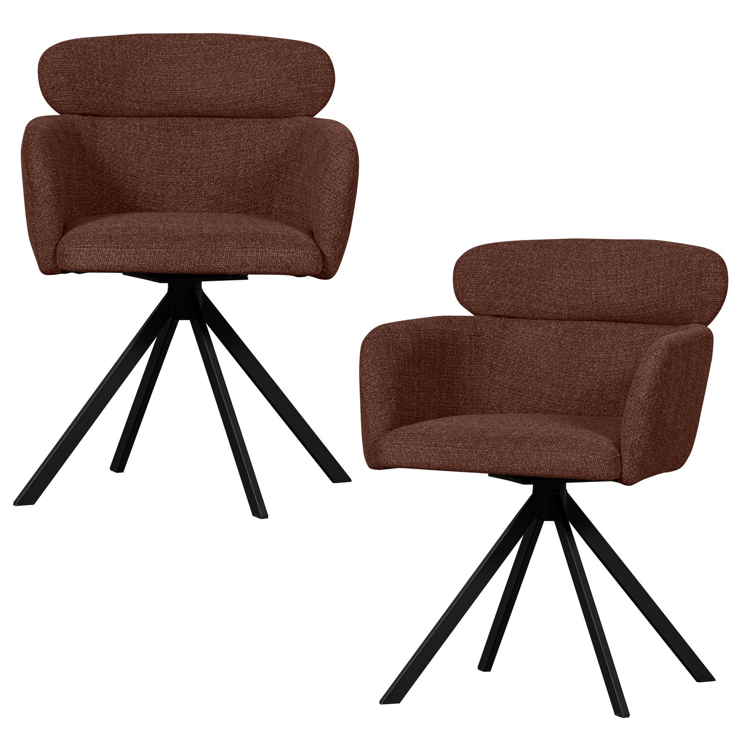 FENNE DREHBARER ESSZIMMERSTUHL GEWEBTER STOFF KASTANIE BRAUN 374080-C – Bild 4