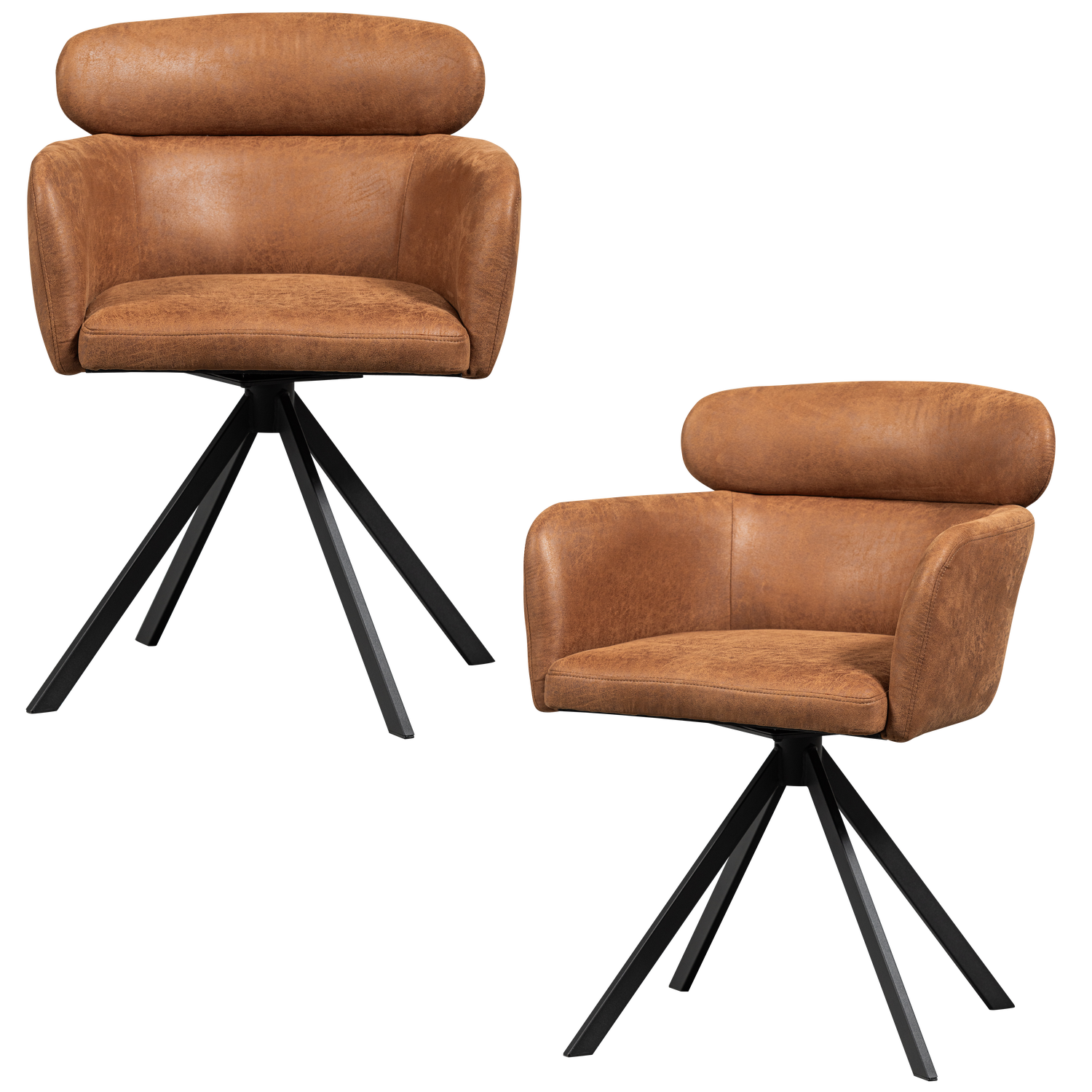 FENNE DREHBARER ESSZIMMERSTUHL LEDERLOOK COGNAC 374080-O – Bild 3