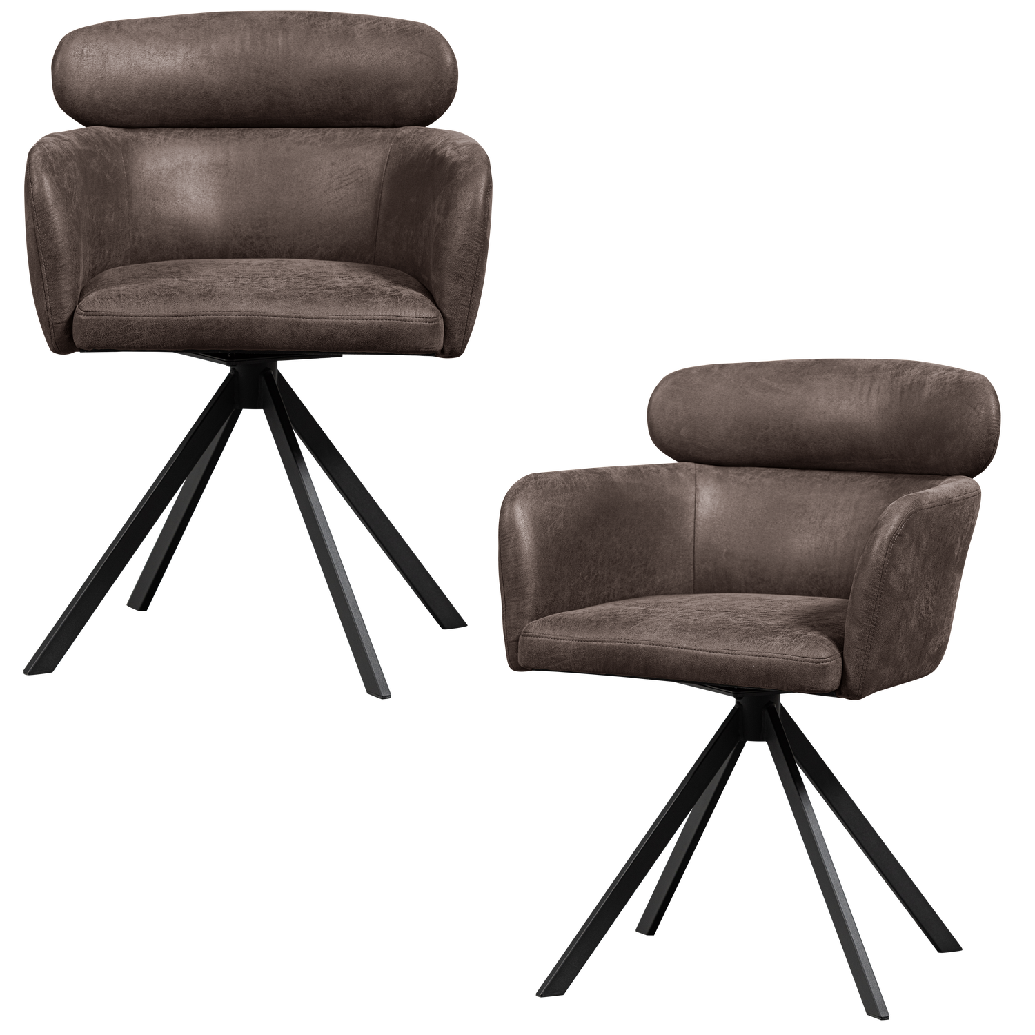 FENNE DREHBARER ESSZIMMERSTUHL LEDERLOOK SCHWARZ GRAU 374080-Z – Bild 4