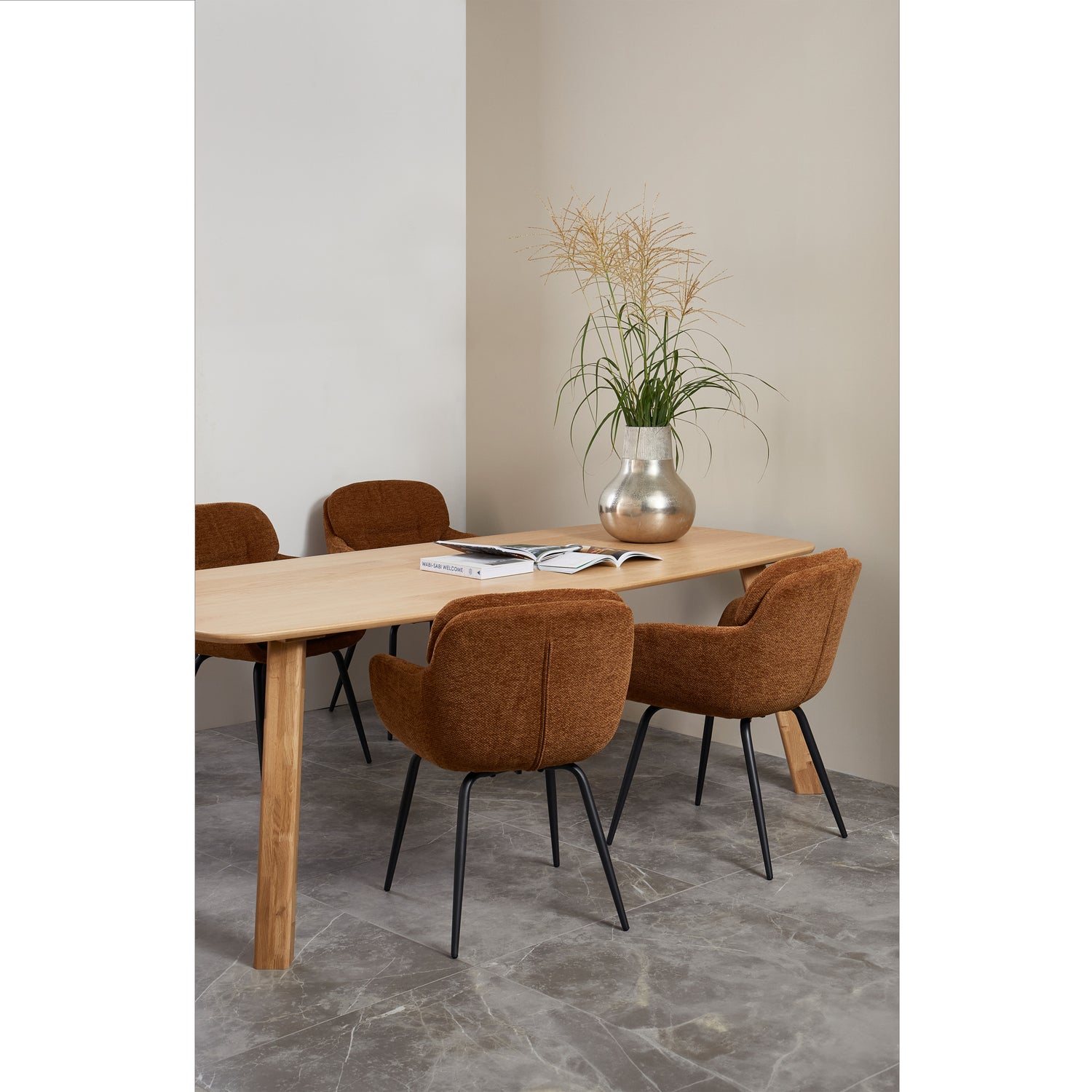 RUNA ESSZIMMERSTUHL CHENILLE KARAMELL BRAUN GELB 375064-C – Bild 2
