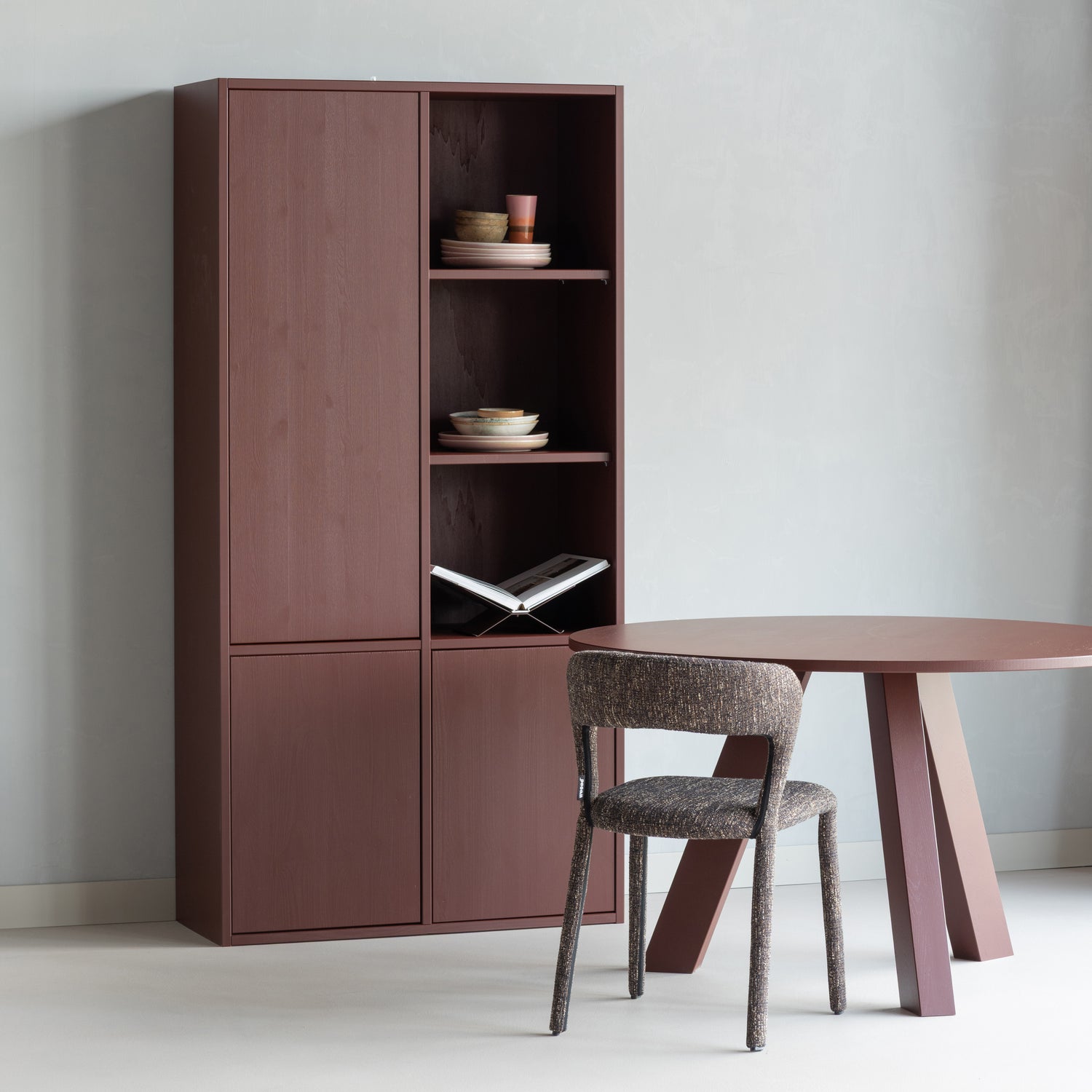RHONDA ESSTISCH O129 CM EICHE BORDEAUXROT [fsc] 375419-BR – Bild 2