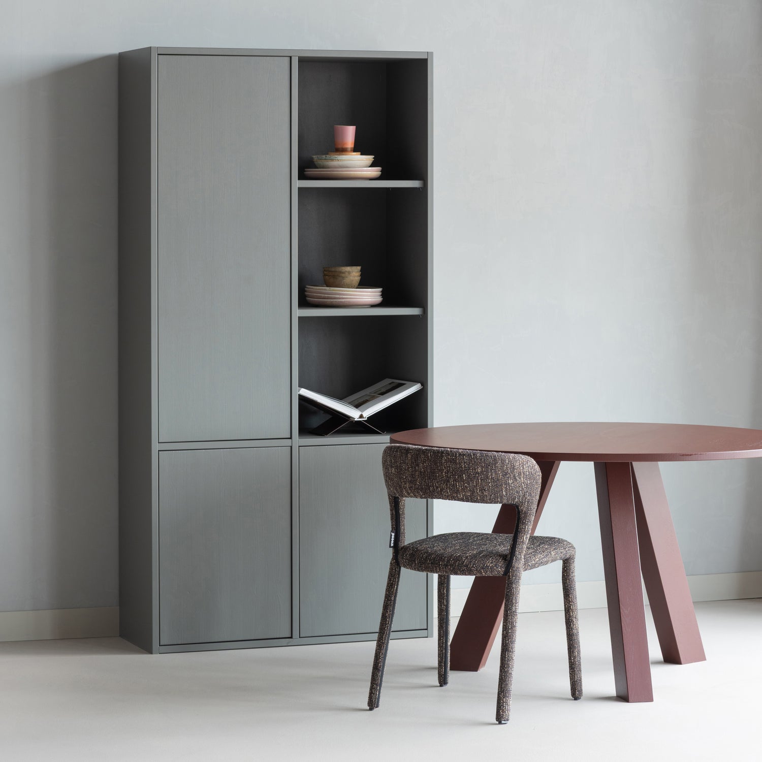 RHONDA ESSTISCH O129 CM EICHE BORDEAUXROT [fsc] 375419-BR – Bild 3
