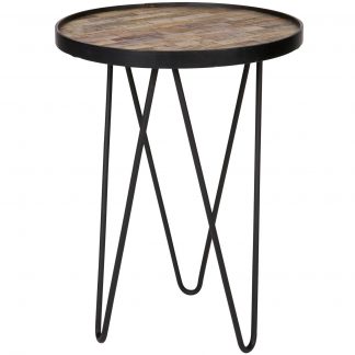 LEV BEISTELLTISCH TEAK HOLZ METAL NATUR SCHWARZ 375432-N
