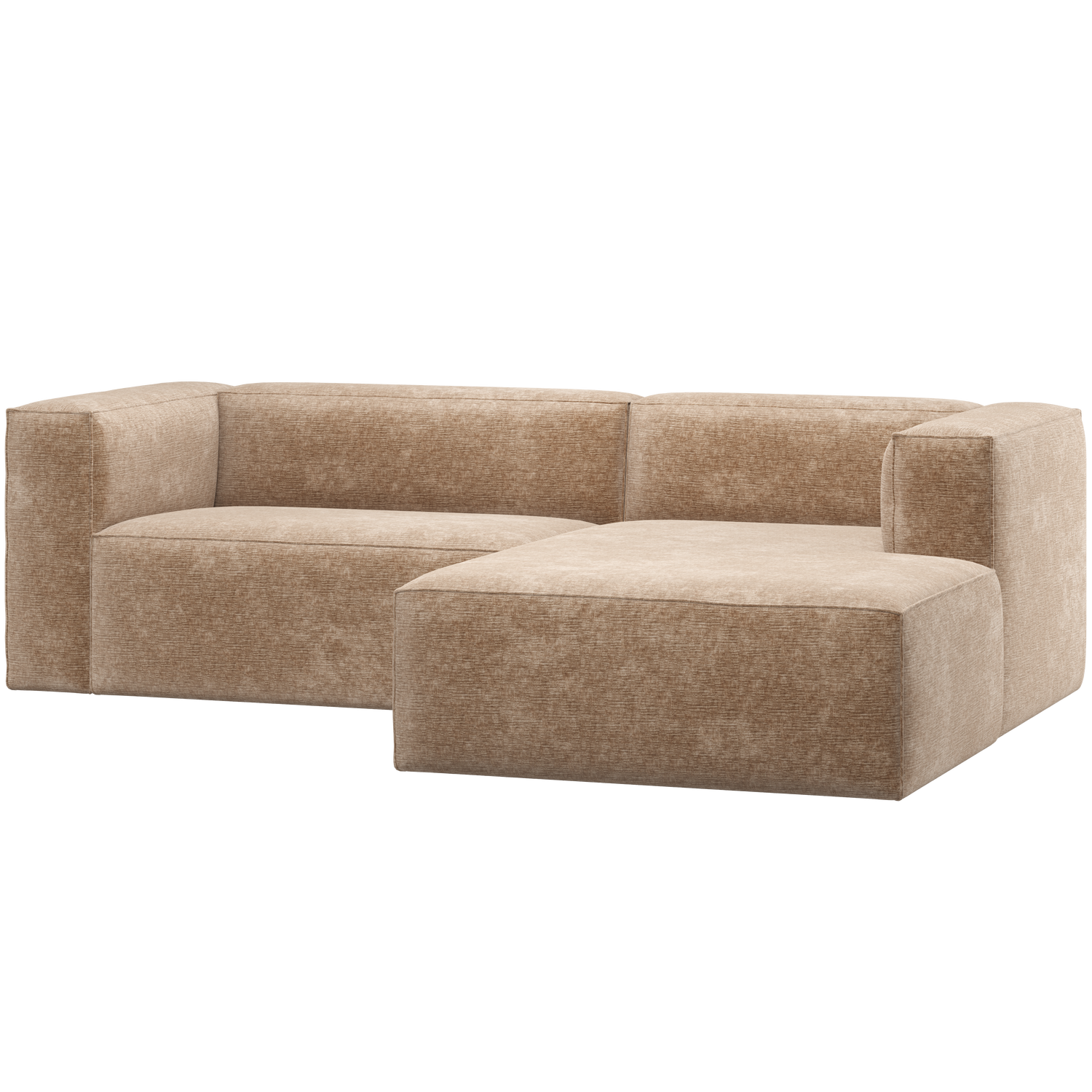 BEAN CHAISE LONGUE SOFA RECHTS CHENILLE VELVET PFIRSICH ROSA 377433-VP