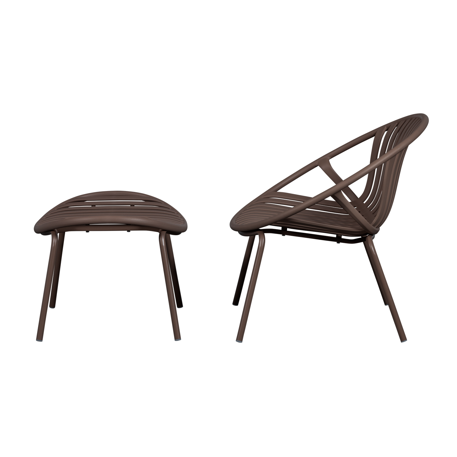 BRUCE GARTEN LOUNGE SESSEL + HOCKER PP METAL LILA BRAUN 377441-P – Bild 4
