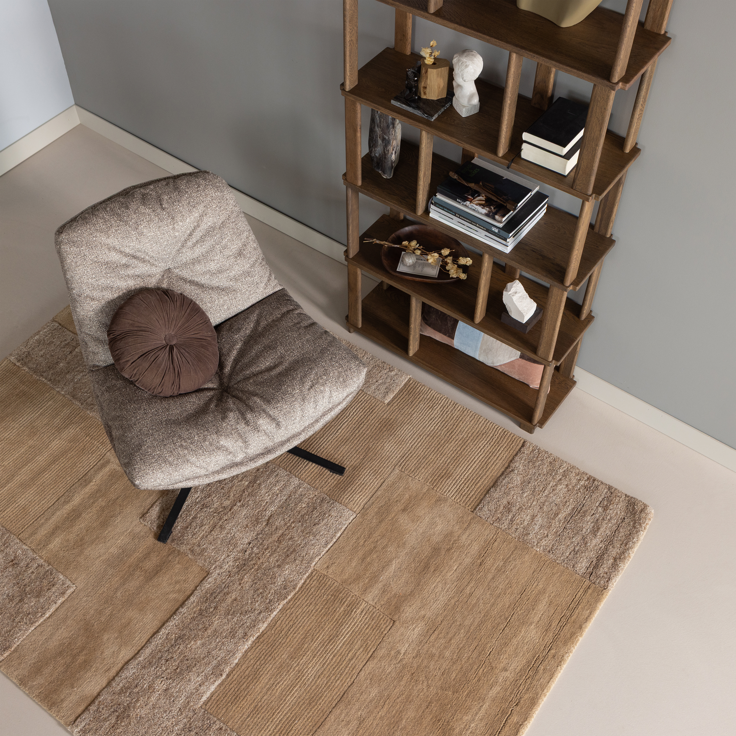 NOVEN HANDGEWOBENER TEPPICH WOLLE BAUMWOLLE SAND 170x240CM 377623-Z – Bild 2