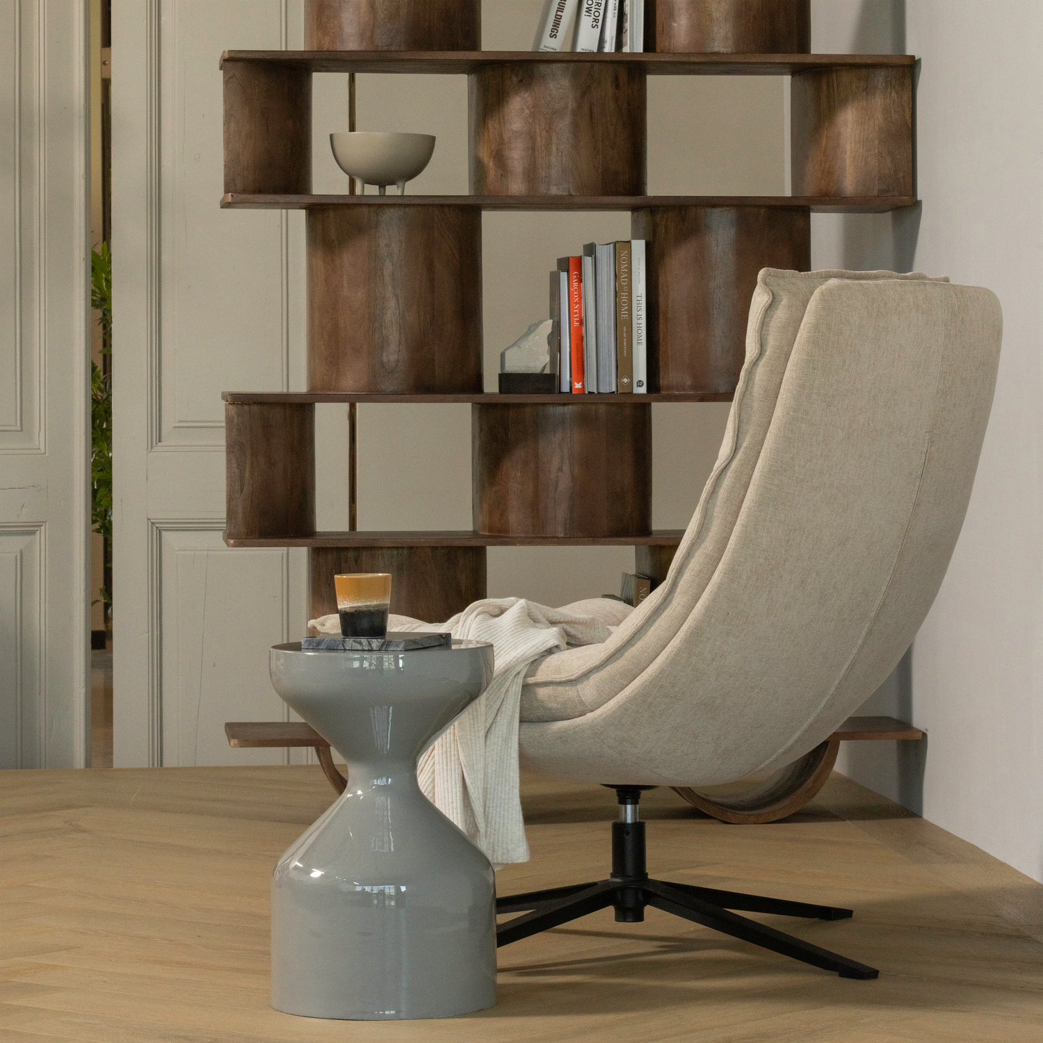 KUBE DREHSESSEL MIT HOCKER NATUR 377553-N – Bild 2