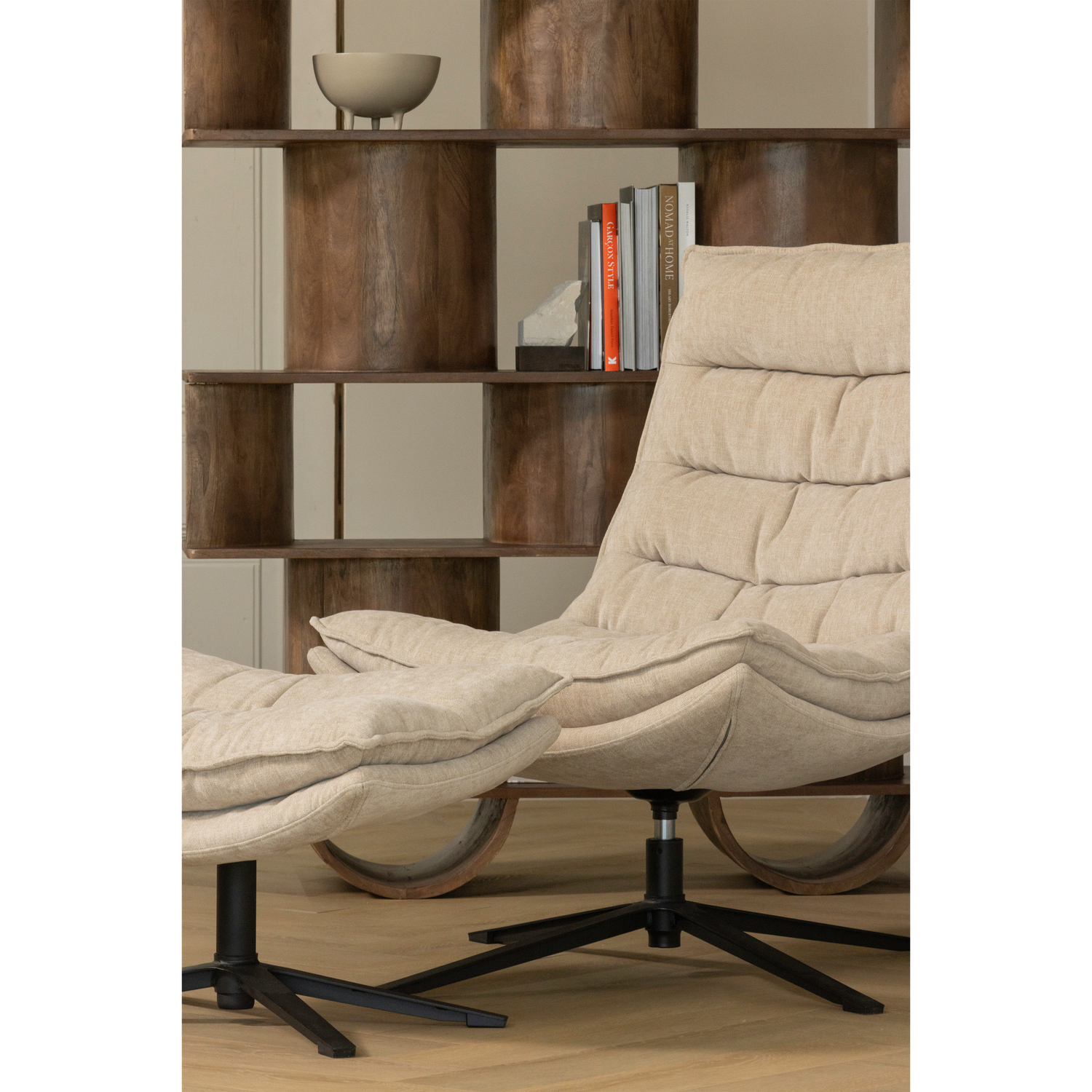 KUBE DREHSESSEL MIT HOCKER NATUR 377553-N – Bild 3