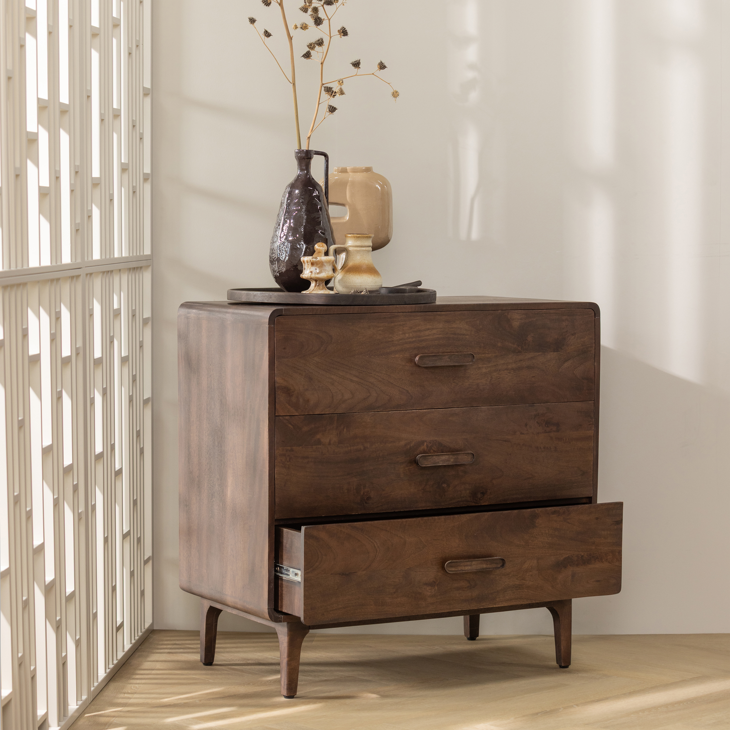 LIYA SCHUBLADENSCHRANK MANGOHOLZ DUNKELBRAUN 377570-B – Bild 3