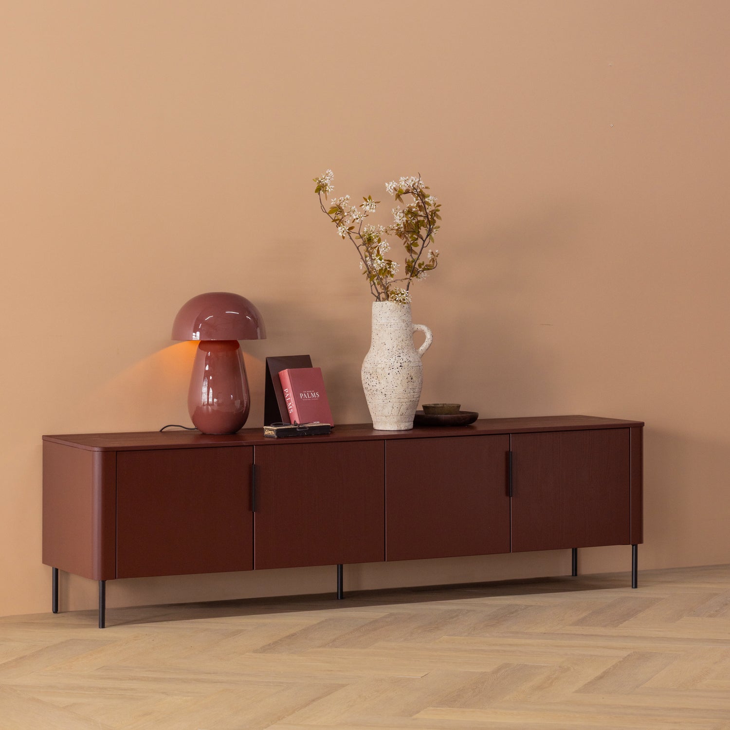 GUNNAR TV-MOBEL 200 CM KIEFER BORDEAUXROT [fsc] 377594-BR – Bild 2