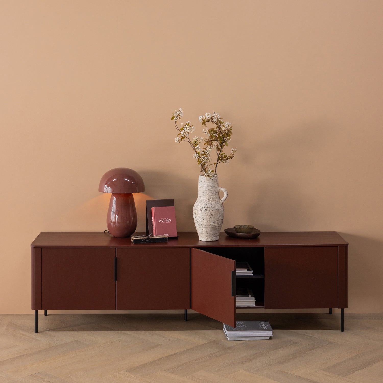 GUNNAR TV-MOBEL 200 CM KIEFER BORDEAUXROT [fsc] 377594-BR – Bild 3