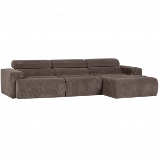 NOVI CHAISE LONGUE SOFA RECHTS GERIPPTER GRAU BRAUN 377668-RG