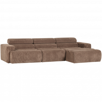 NOVI CHAISE LONGUE SOFA RECHTS GERIPPTER TAUPE 377668-RT