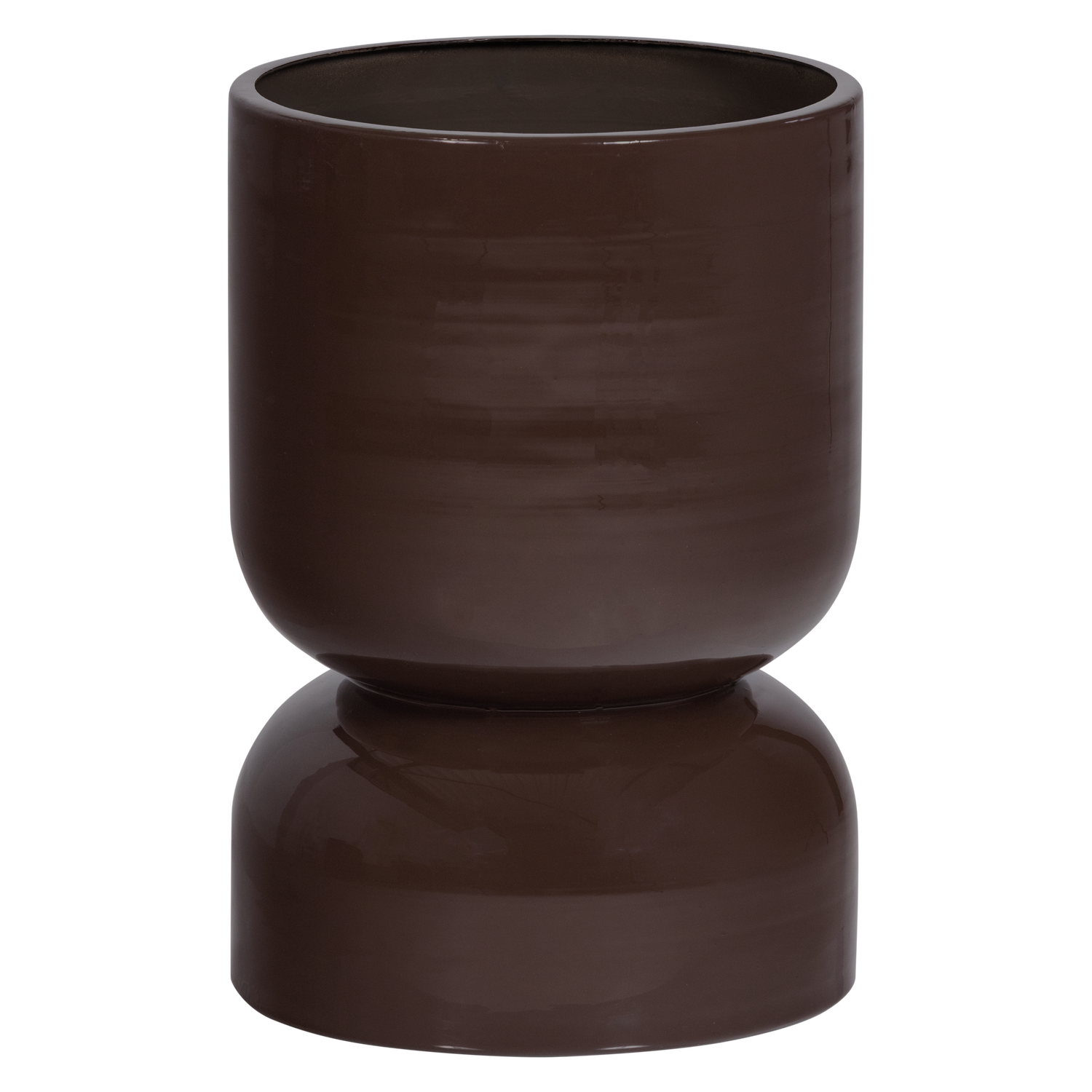 TOVAL PFLANZENTOPF NIEDRIG METALL GLANZ LILA BRAUN 377816-P
