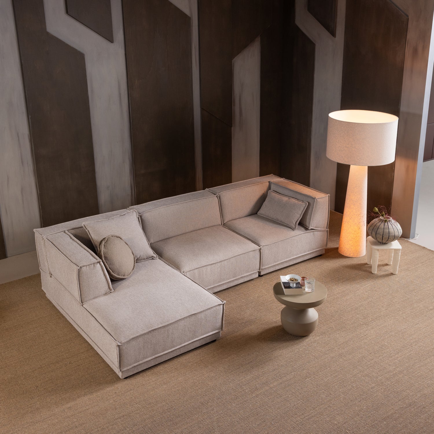 MANU CHAISE LONGUE SOFA LINKS GROB CHENILLE NATUR [fsc] 377860-CN – Bild 2