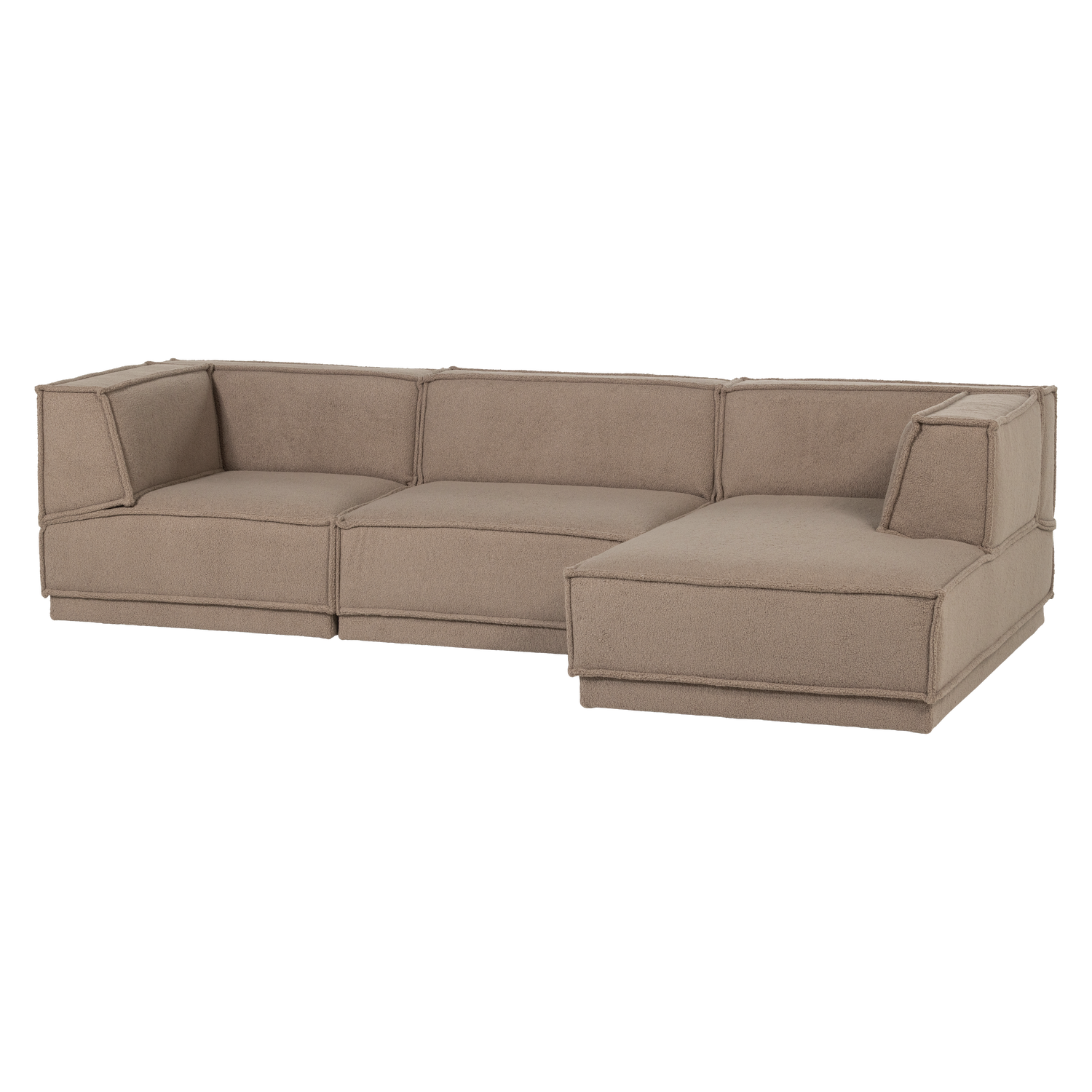 MANU CHAISE LONGUE SOFA RECHTS TEDDY TAUPE [fsc] 377861-TT