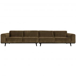 STATEMENT XL 4-SITZER 372 CM GERIPPTER STOFF OLIV GRUN 378656-R