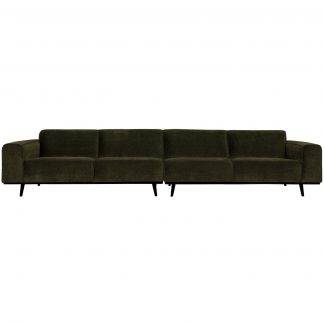 STATEMENT XL 4-SITZER 372 CM GERIPPTER STOFF WARMES GRUN 378656-W