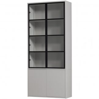 BASIC 4-DRS VITRINE SCHRANK KIEFER MIST [fsc] 400478-M