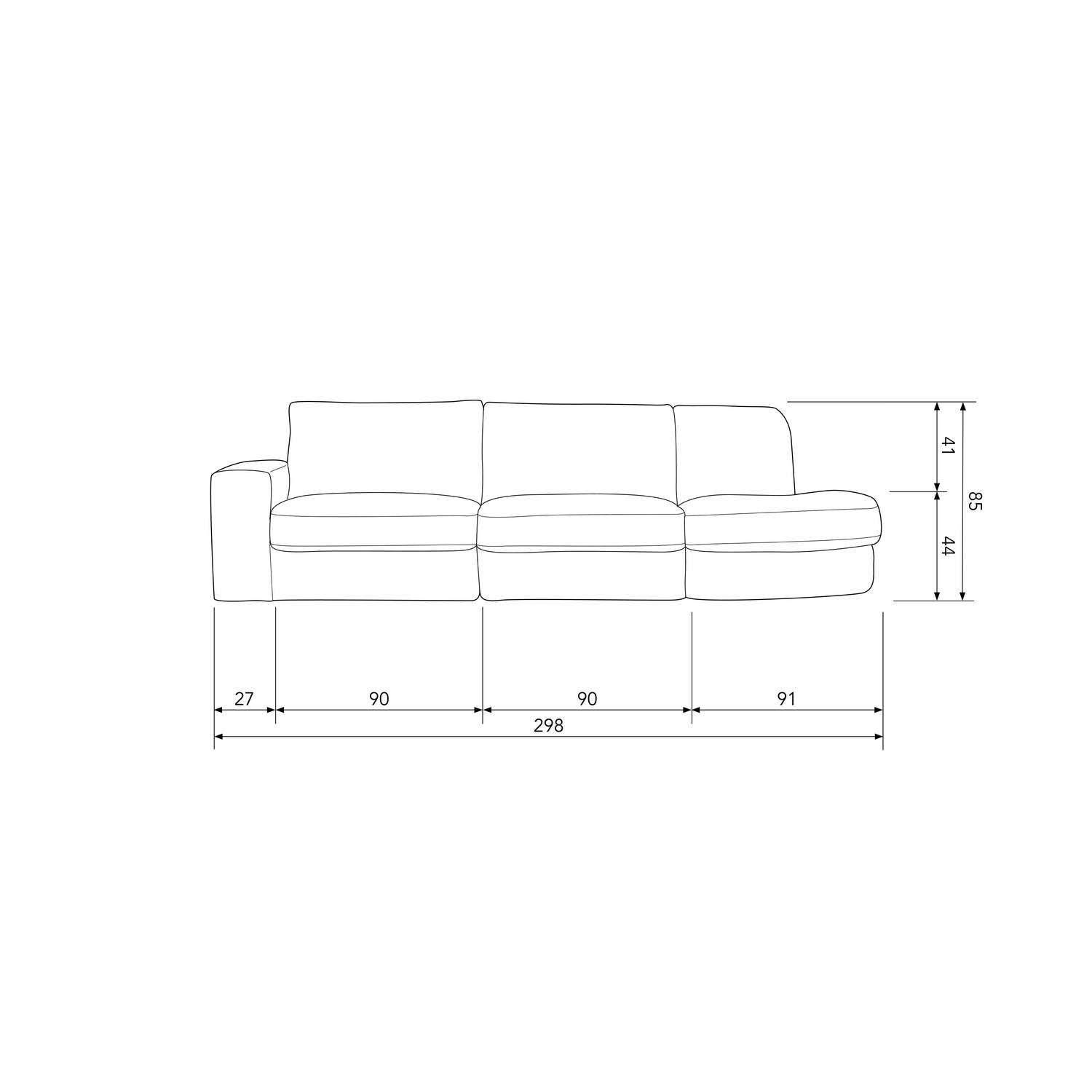 FAMILY 2,5-SITZER SOFA RUNDUNG RECHTS ANTHRAZIT 400510-A – Bild 5