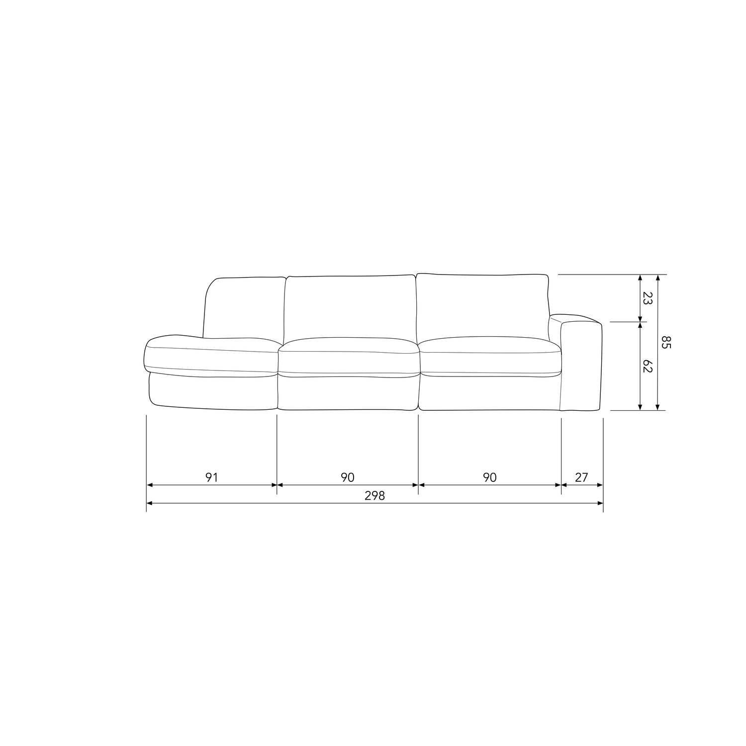 FAMILY 2,5-SITZER SOFA RUNDUNG LINKS SAND 400511-Z – Bild 5