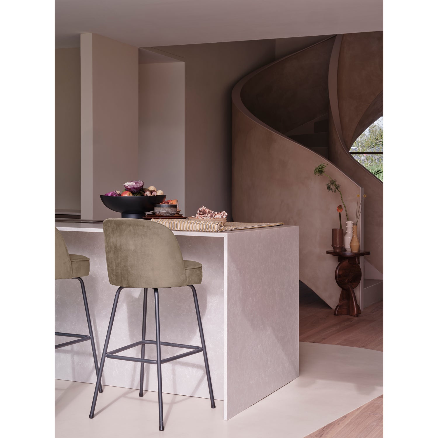 VOGUE BARHOCKER 80CM SAMT KHAKI 800293-K – Bild 3