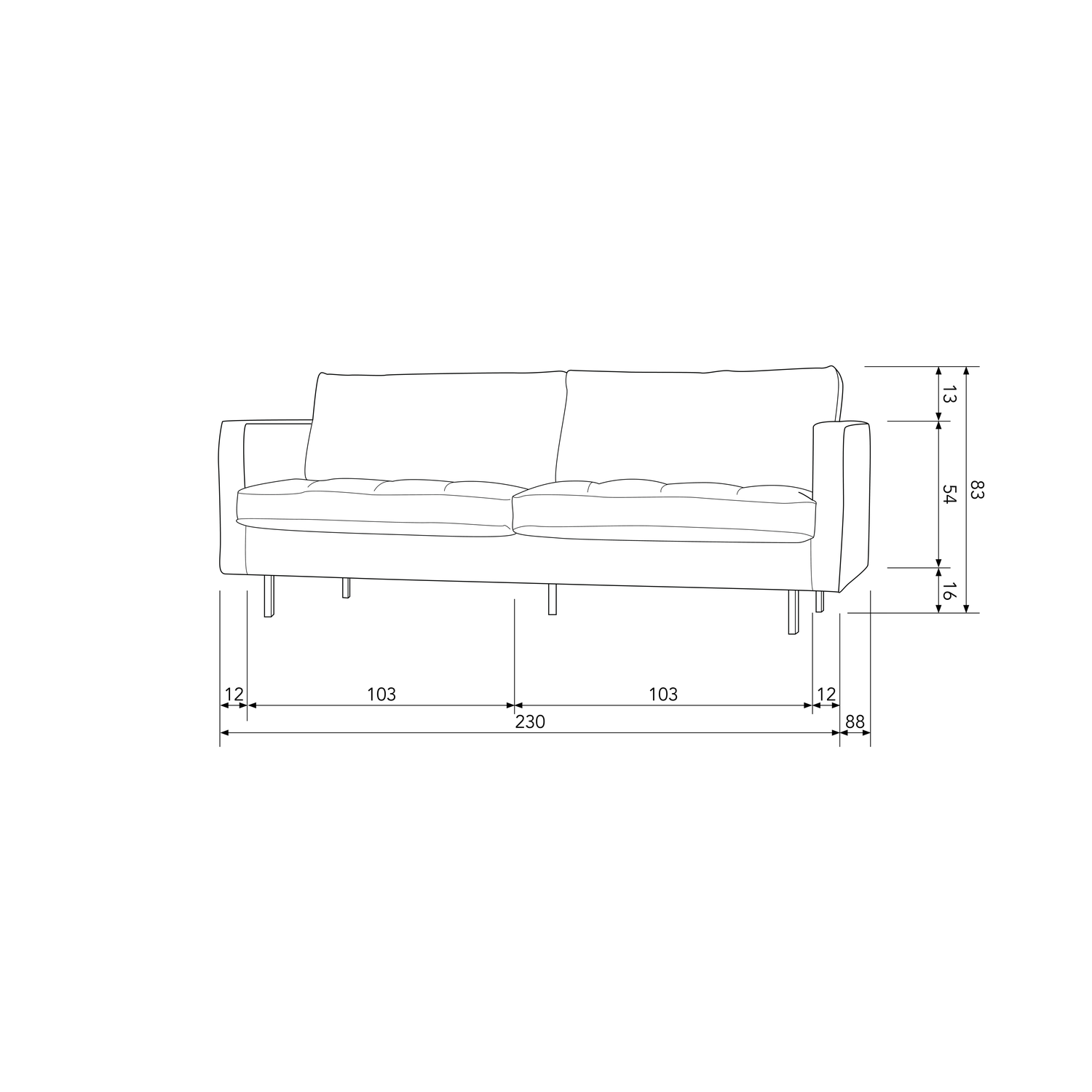 RODEO CLASSIC 2.5-SITZER SOFA SOFA VELVET TAUPE 800844-12 – Bild 4