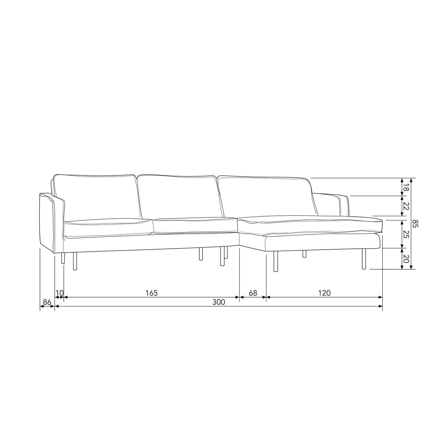 RODEO CHAISE LONGUE RECHTS BOUCLE NATUR 800902-NA – Bild 3