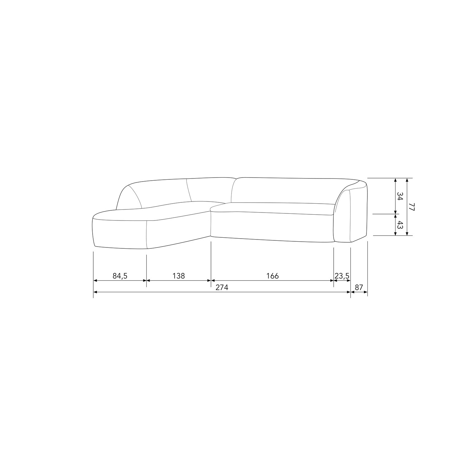 SLOPING ECKBANK LINKS GRAU MELANGE 801250-G – Bild 6