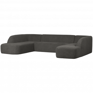 SLOPING U-SHAPE SOFA GRAU SCHWARZ MELANGE 801367-Z
