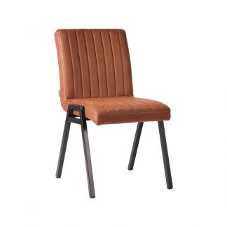Eetkamerstoel Matz - Cognac - Kunstleder - Zwart Metalen Frame 18011023