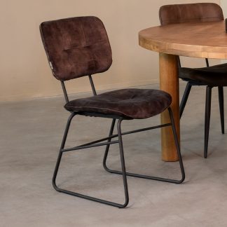 Eetkamerstoel Dez - Antraciet - Velvet - Zwart Metalen Frame 18094797