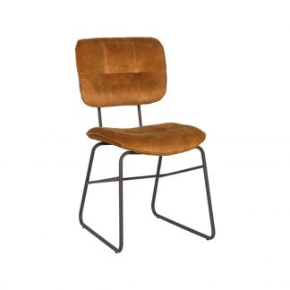 Eetkamerstoel Dez - Oker - Velvet - Zwart Metalen Frame 18094781