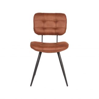 Eetkamerstoel Gus - Cognac - Kunstleder - Zwart Metalen Frame 18099160