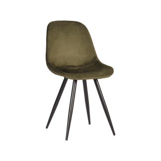 Eetkamerstoel Capri - Army - Velvet - Zwart Metalen Frame 18063905
